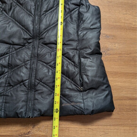Eddie Bauer Premium Goose Down Vest Women’s Small Black Full Zip Puffer Pocket - Picture 9 of 9
